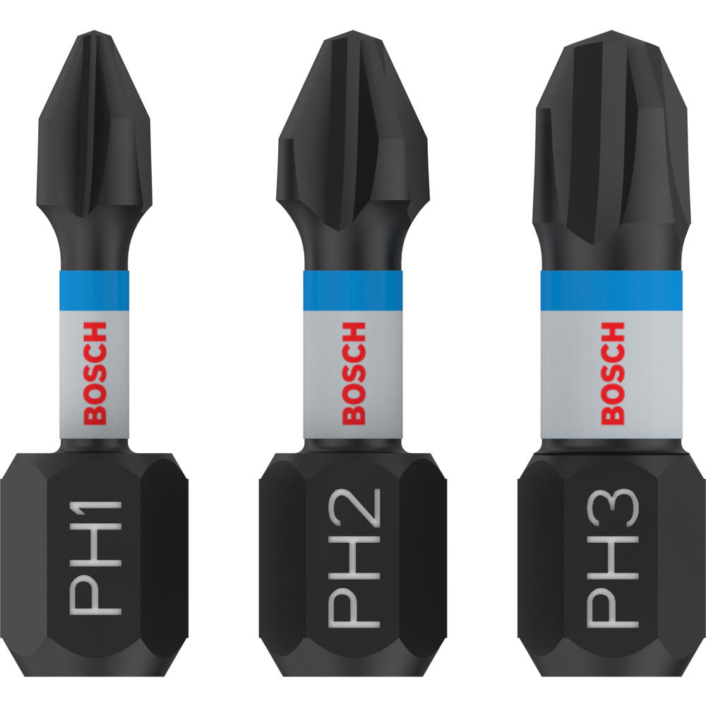 Bosch PRO 3 Piece Impact Control Torsion Phillips Screwdriver Bits Assorted Phillips 25mm Pack of 3