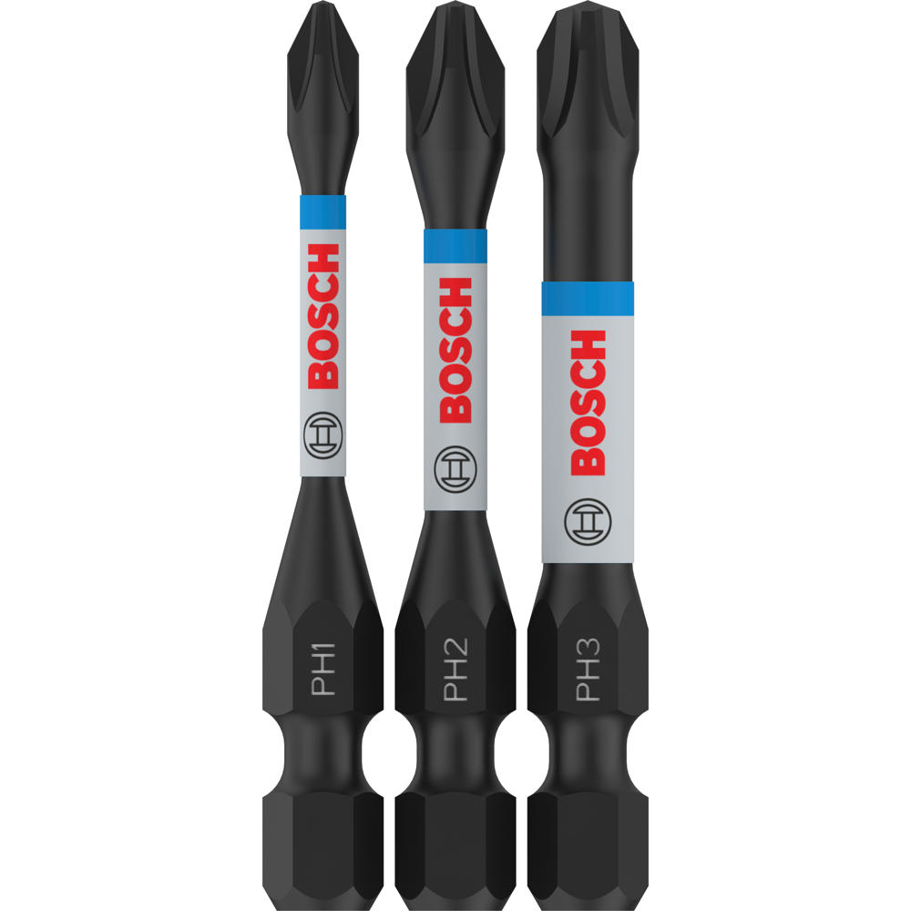 Image of Bosch PRO 3 Piece Impact Control Torsion Phillips Screwdriver Bits Assorted Phillips 50mm Pack of 3
