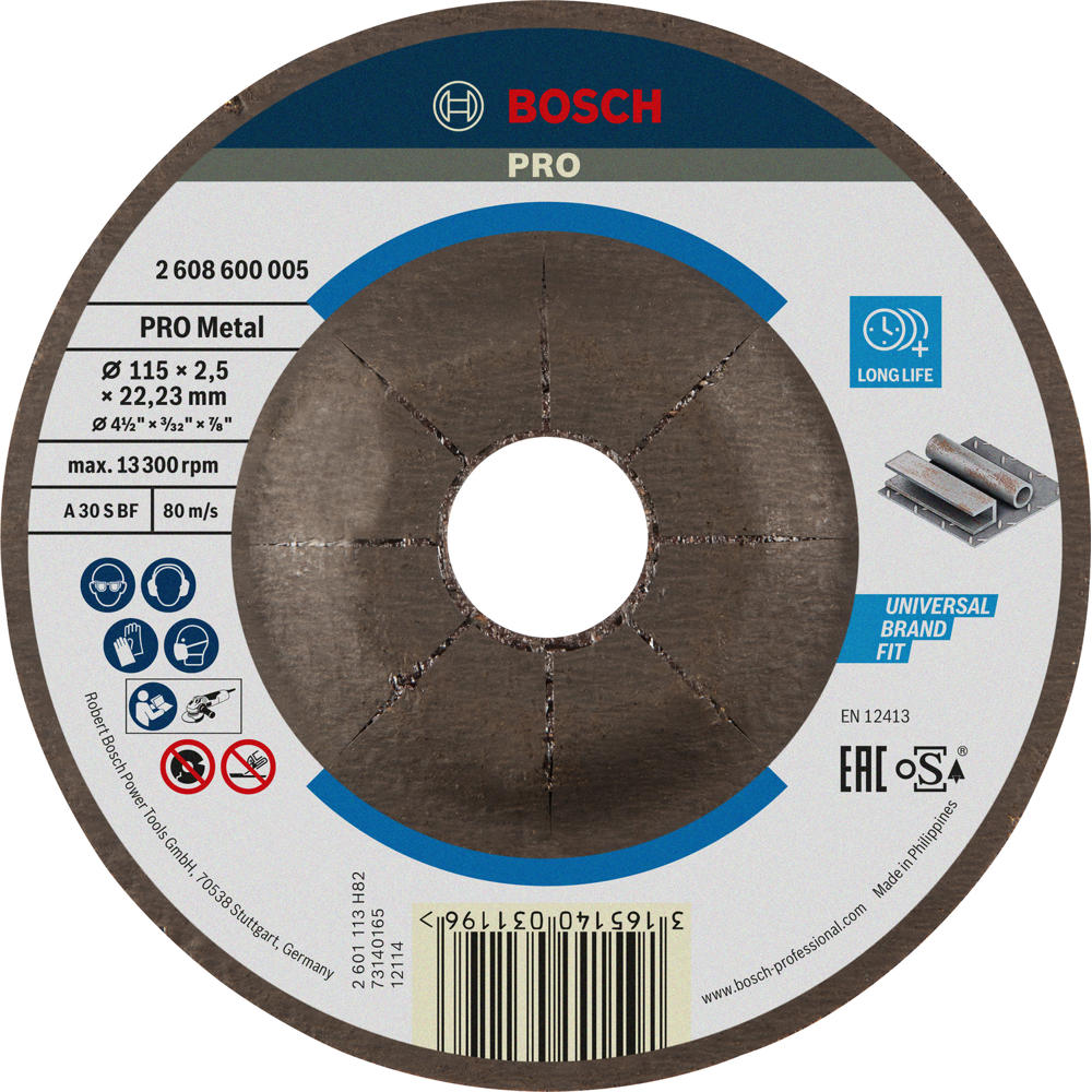 Bosch PRO A30S BF Depressed Centre Metal Cutting Disc 125mm