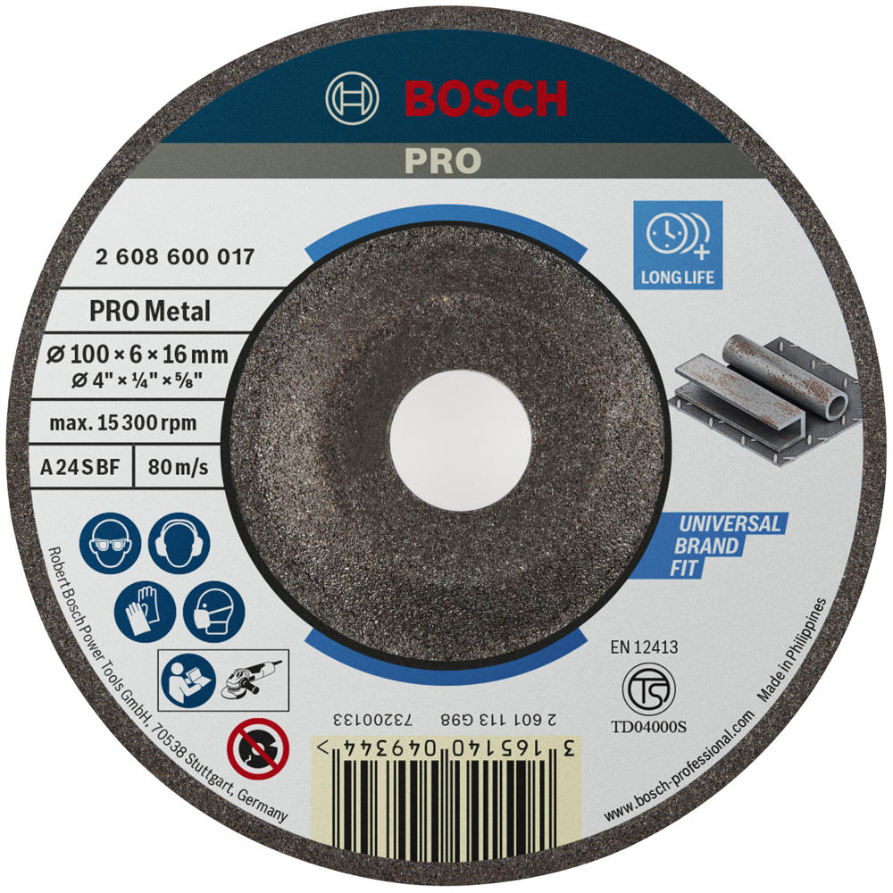 Image of Bosch PRO A30T BF Depressed Centre Metal Grinding Disc 100mm