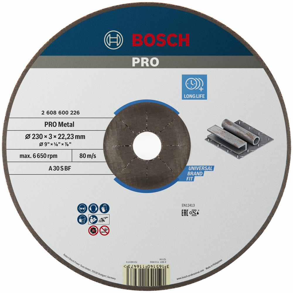 Image of Bosch PRO A30S BF Depressed Centre Metal Cutting Disc 230mm