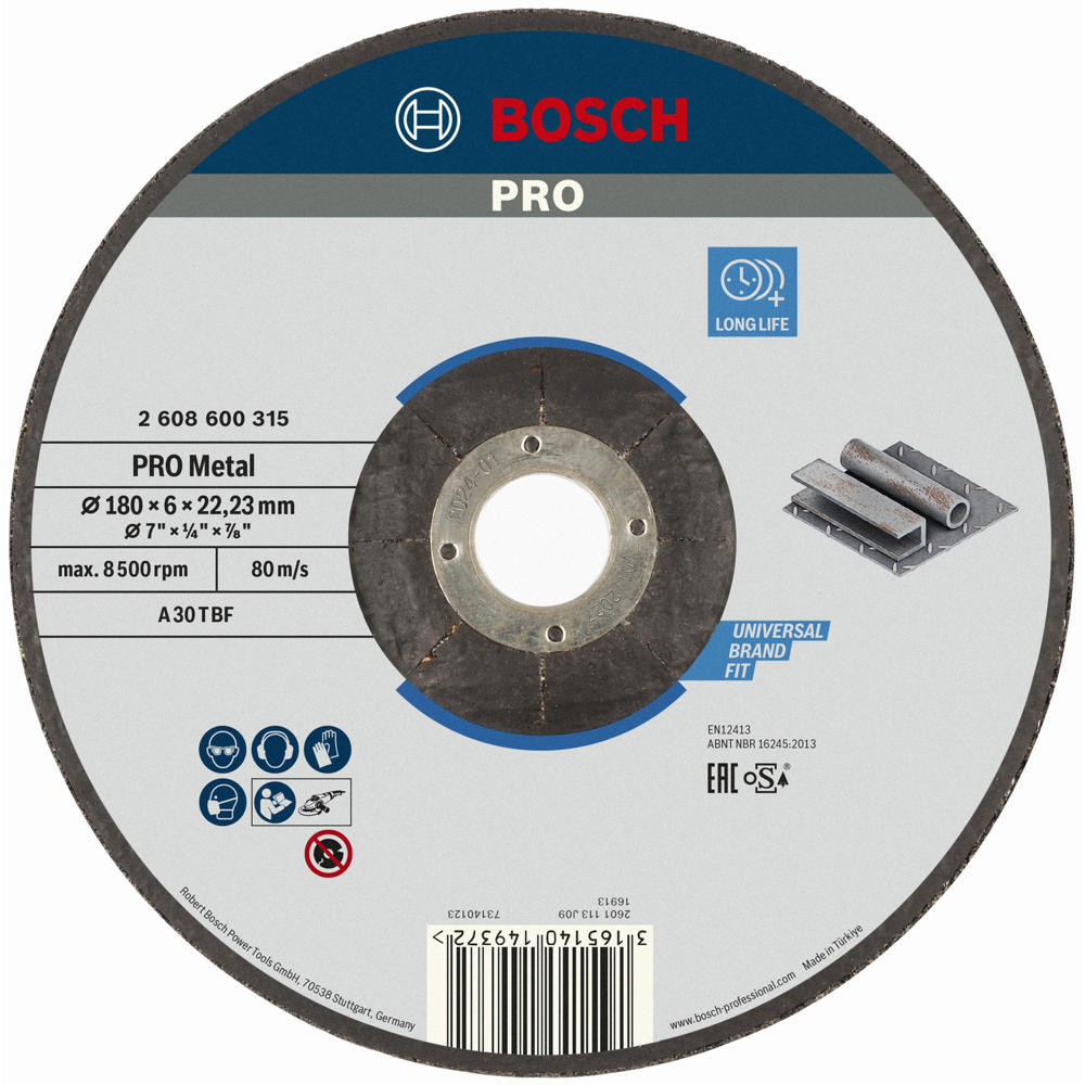 Image of Bosch PRO A30T BF Depressed Centre Metal Grinding Disc 180mm