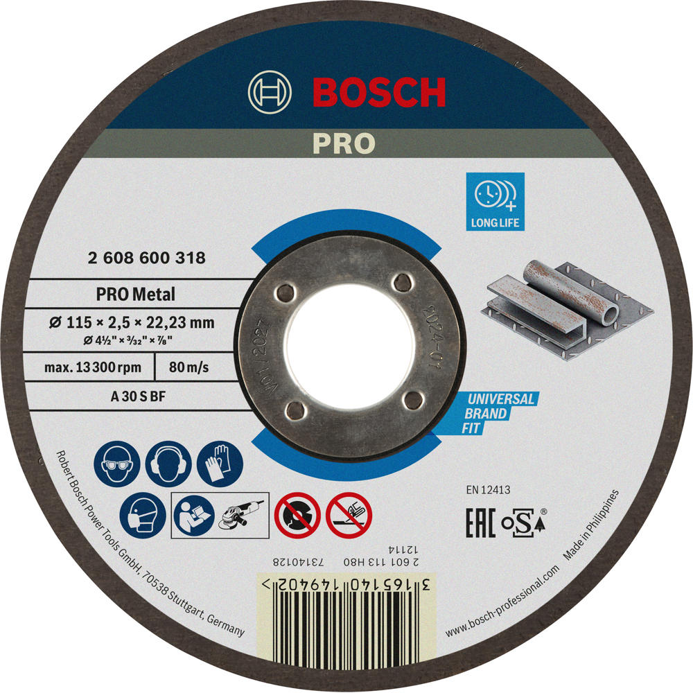 Image of Bosch PRO A30S BF Flat Metal Cutting Disc 115mm