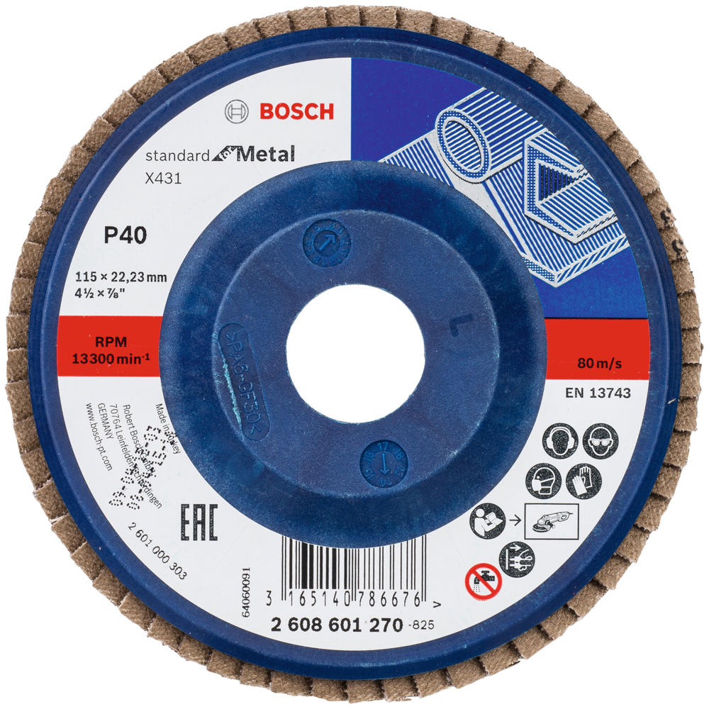 Bosch X431 Metal Flap Disc 115mm 120g Pack of 1