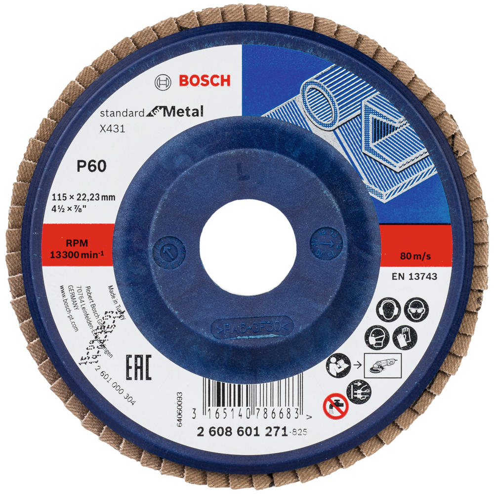 Image of Bosch X431 Metal Flap Disc 115mm 60g Pack of 1