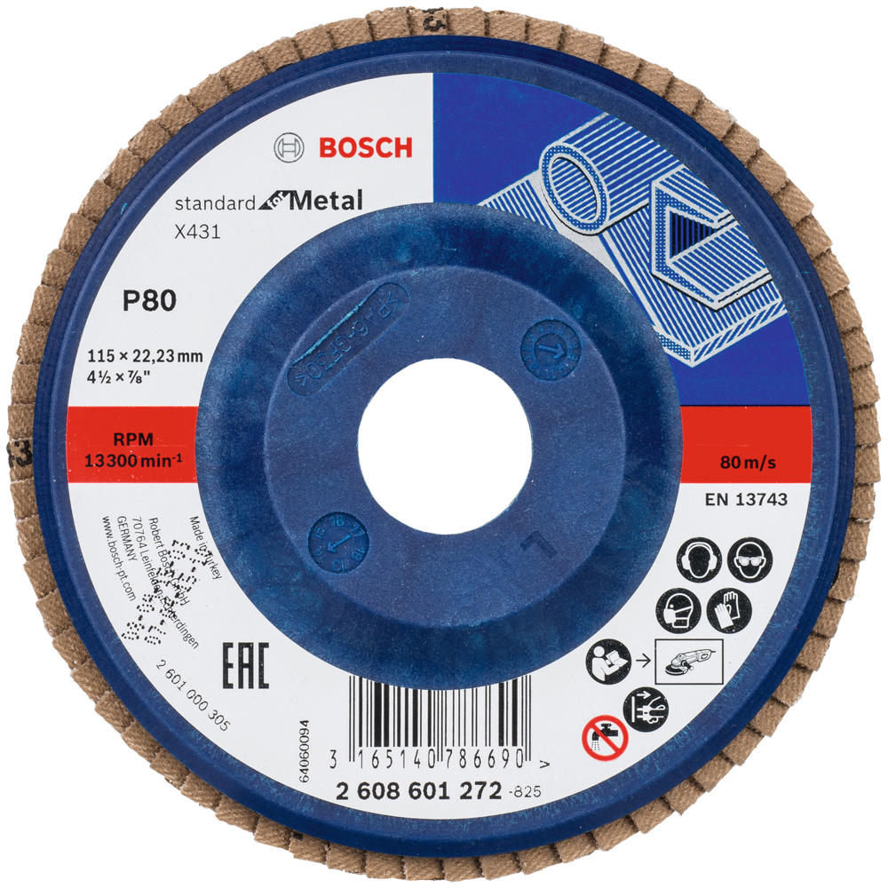 Image of Bosch X431 Metal Flap Disc 115mm 80g Pack of 1
