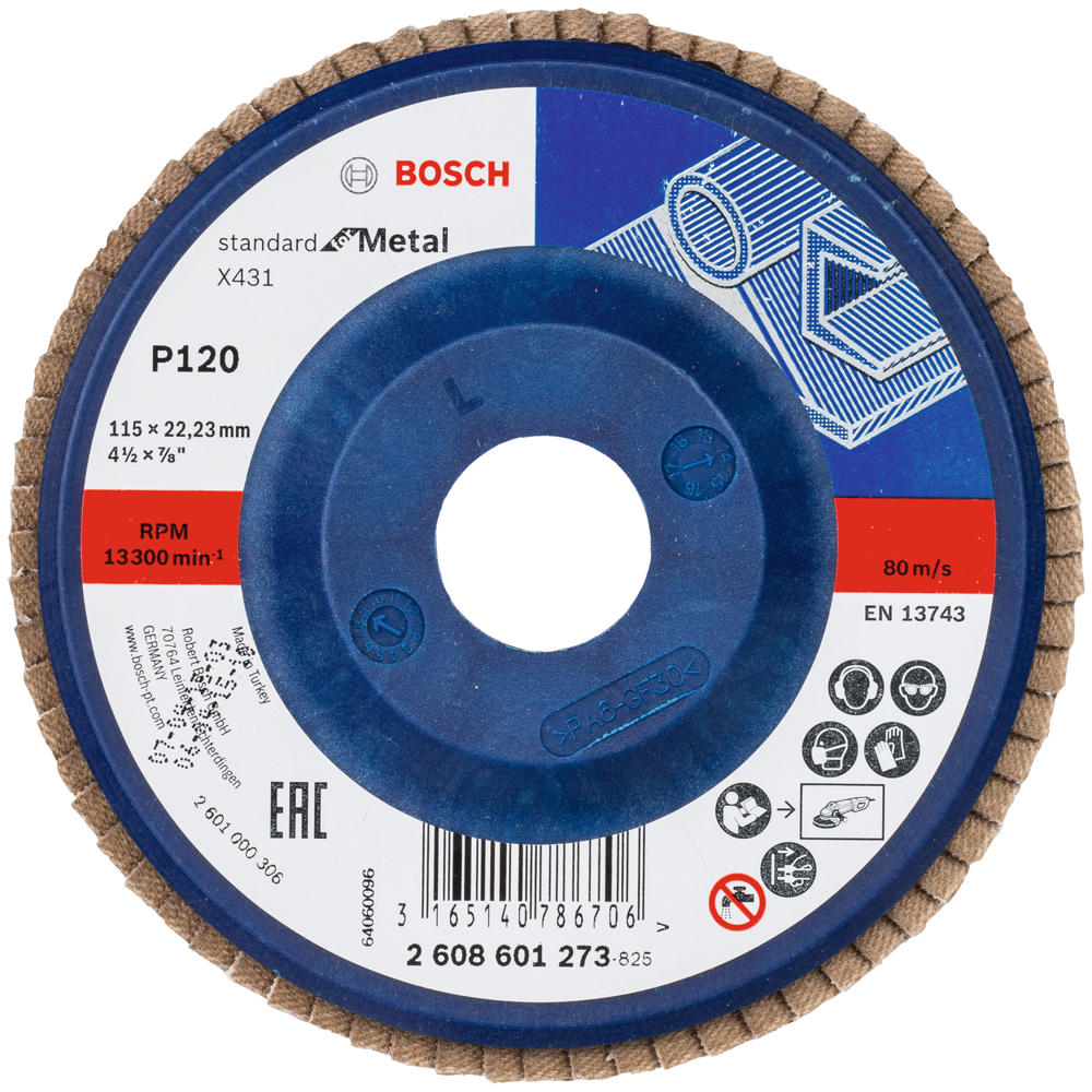 Image of Bosch X431 Metal Flap Disc 115mm 120g Pack of 1