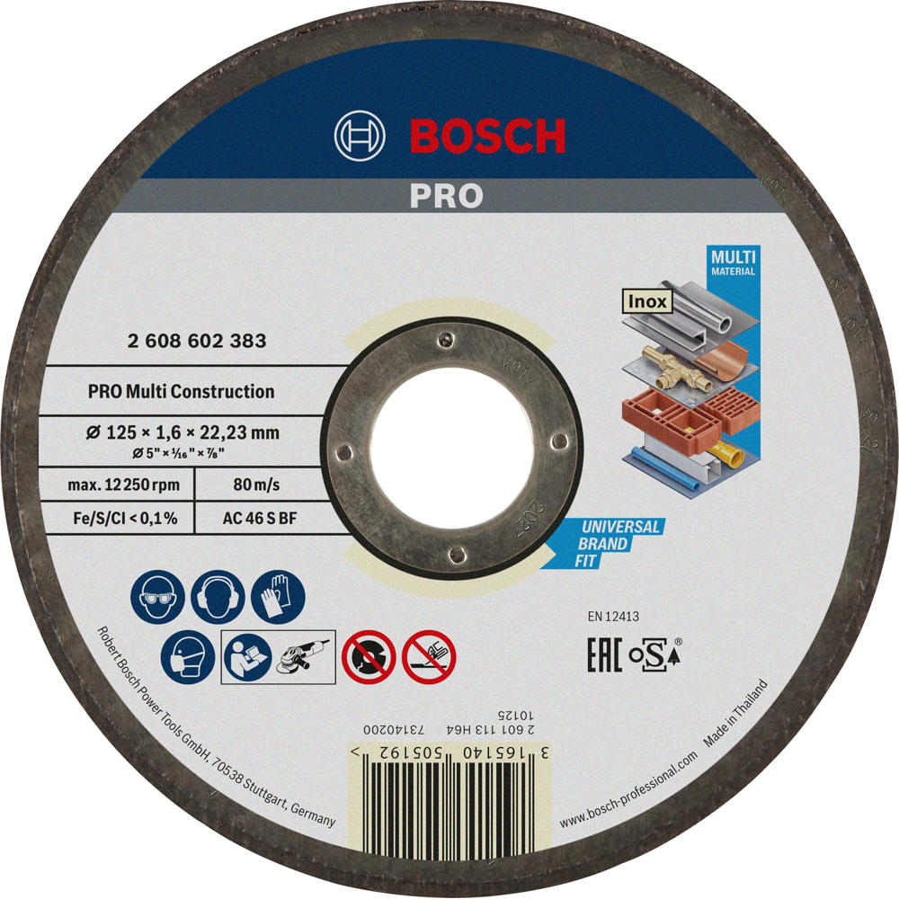 Image of Bosch PRO Rapido MultiConstruction Cutting Disc 125mm 1.6mm 22mm