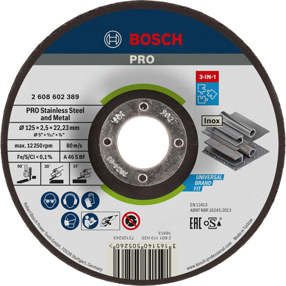 Image of Bosch PRO Depressed Centre 3 in 1 Cutting Grinding Finishing Disc 125mm 2.5mm 22mm