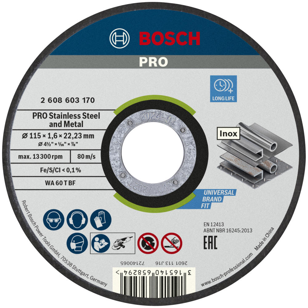 Bosch PRO Inox Cutting Disc 115mm 1.6mm 22mm