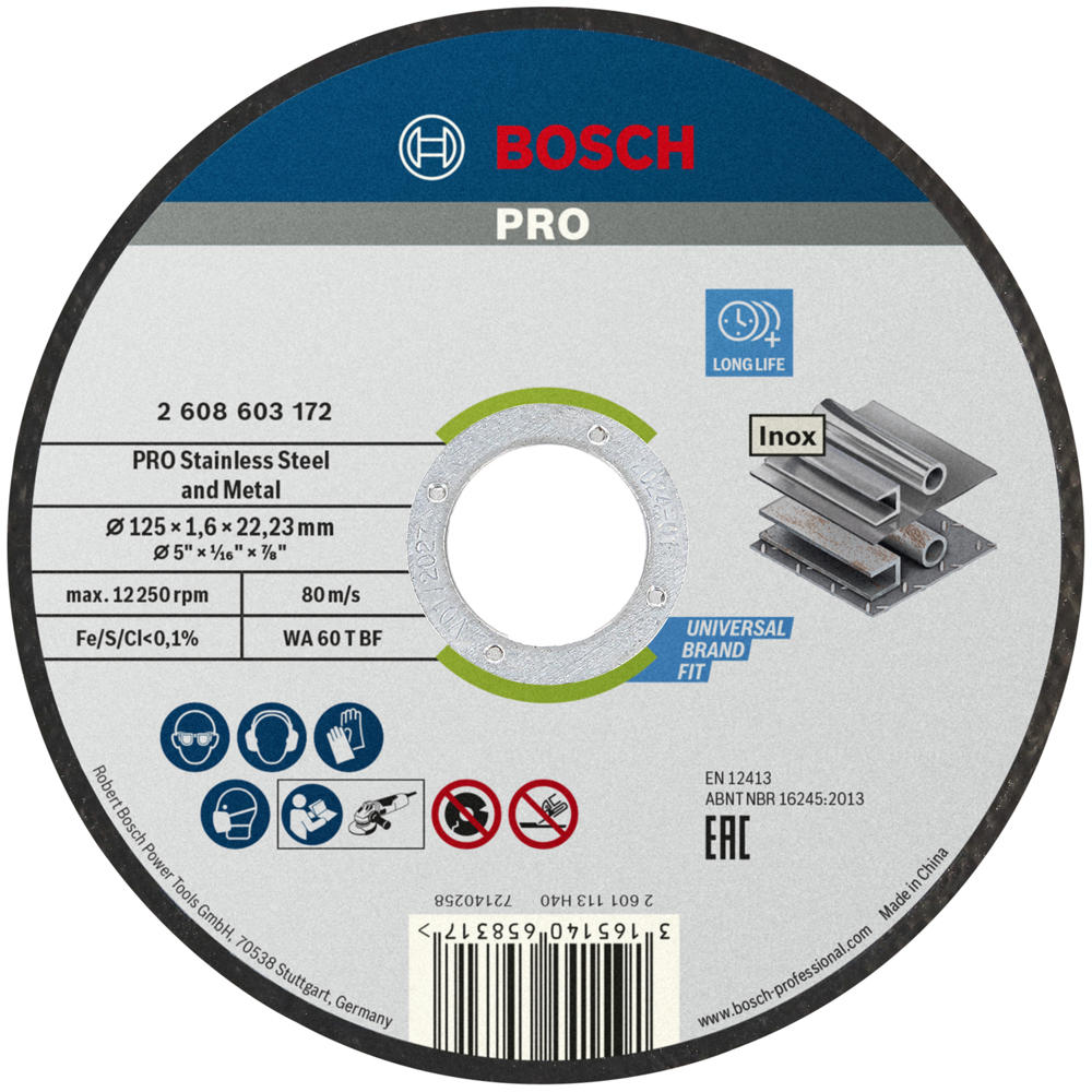 Image of Bosch PRO Thin INOX Stainless Steel Cutting Disc 125mm 1.6mm 22mm