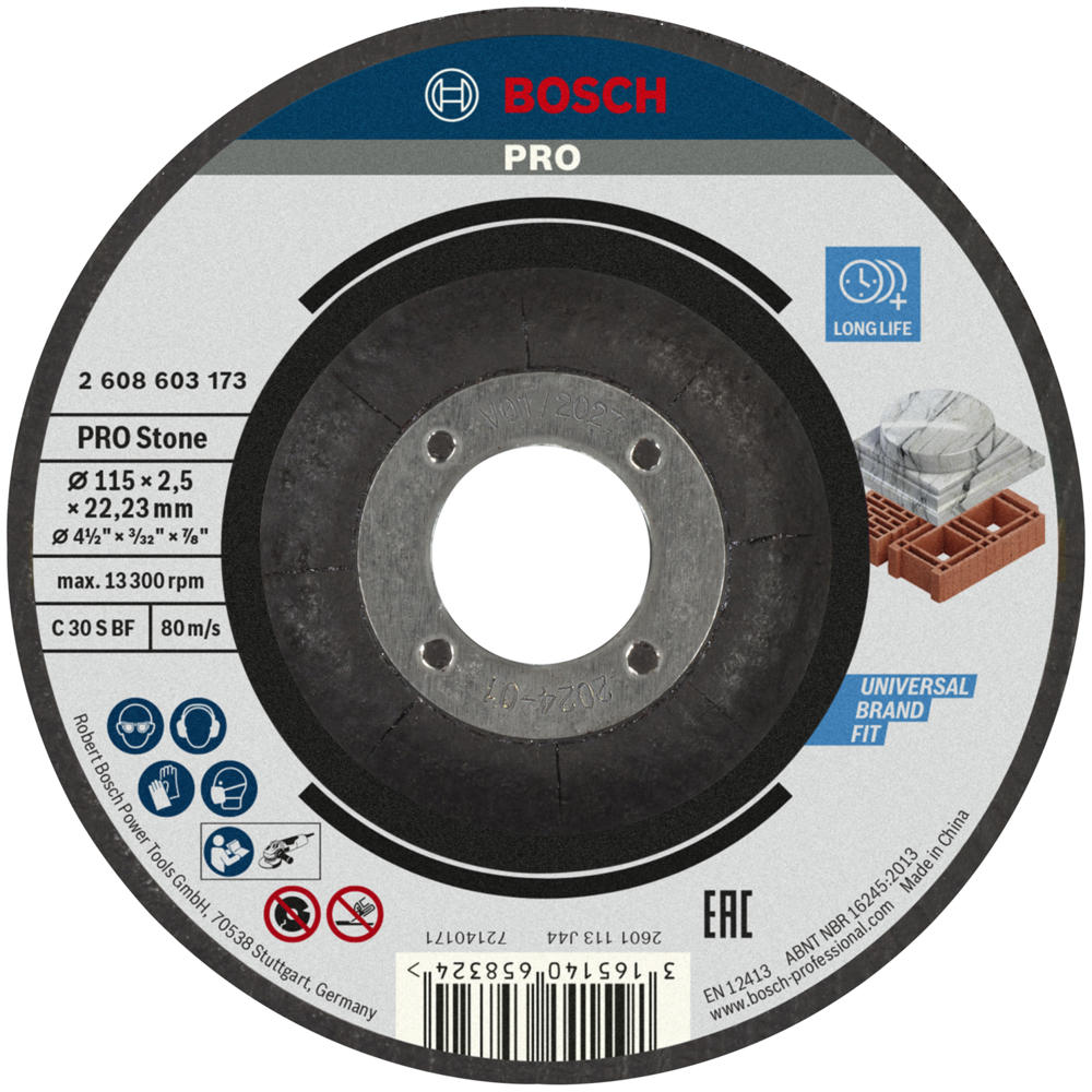 Bosch PRO Depressed Centre Stone Cutting Disc 125mm 2.5mm 22mm
