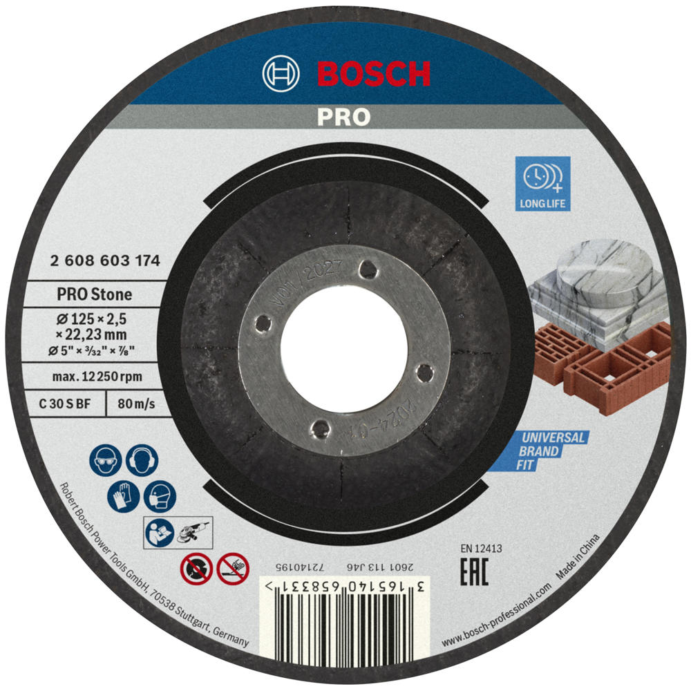 Image of Bosch PRO Depressed Centre Stone Cutting Disc 125mm 2.5mm 22mm