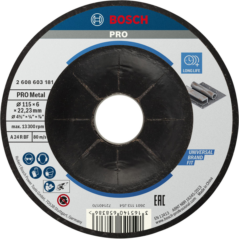Bosch PRO Depressed Centre Metal Grinding Disc 230mm 6mm 22mm