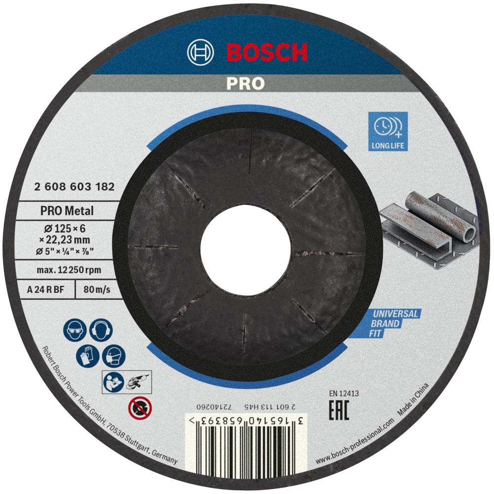 Image of Bosch PRO Depressed Centre Metal Grinding Disc 125mm 6mm 22mm