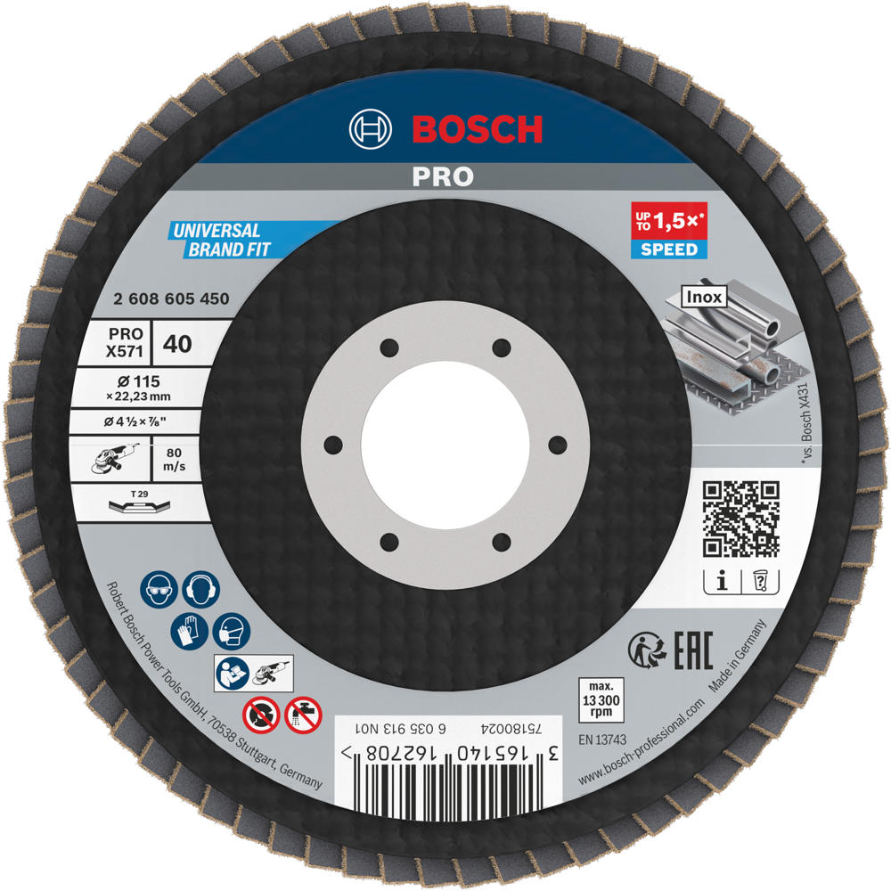 Image of Bosch PRO Zirconium Abrasive Flap Disc 115mm 40g