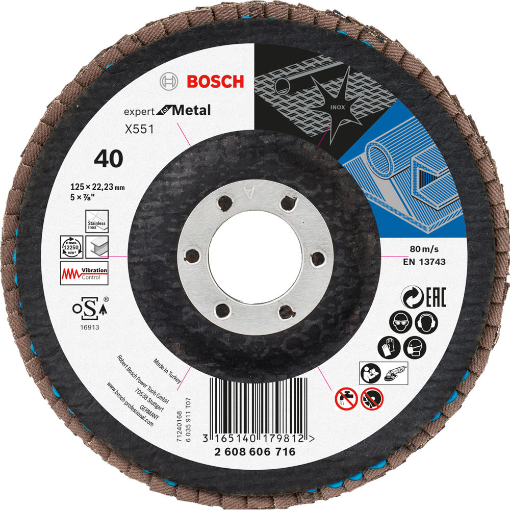 Image of Bosch EXPERT X551 for Metal Angled Flap Disc 125mm 40g Pack of 1