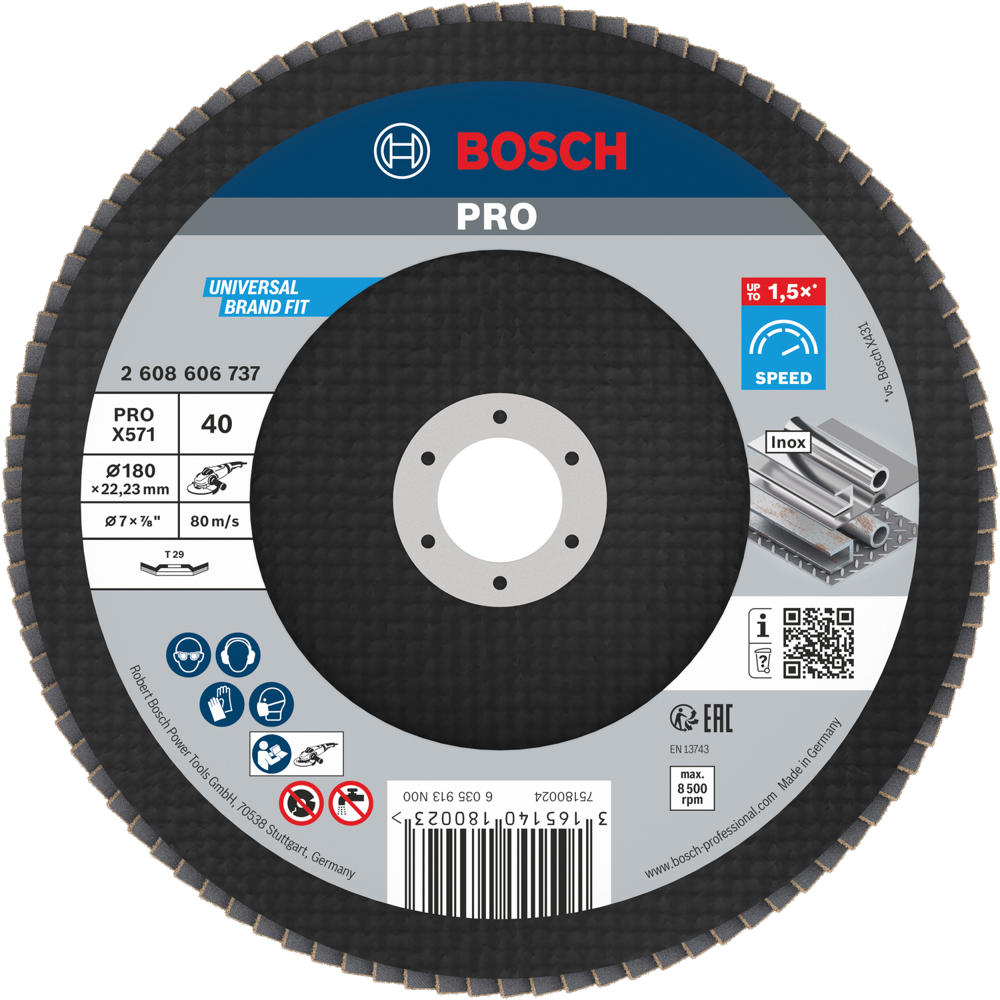 Image of Bosch PRO Zirconium Abrasive Flap Disc 180mm 40g