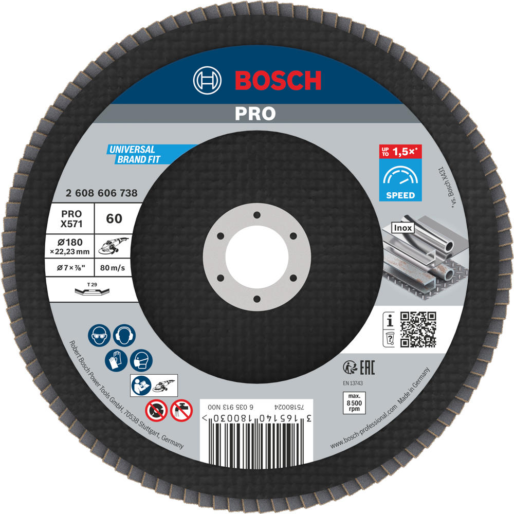 Image of Bosch PRO Zirconium Abrasive Flap Disc 180mm 60g