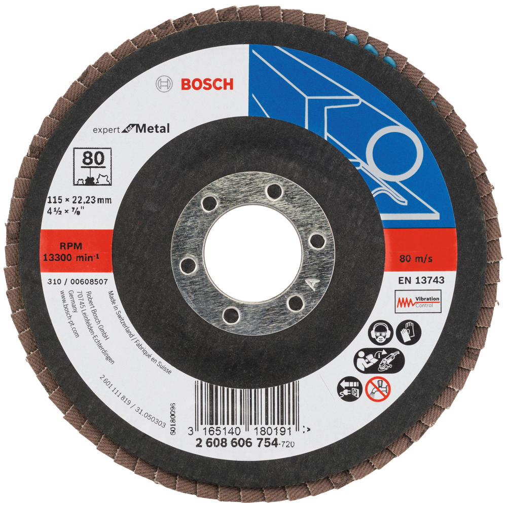 Image of Bosch EXPERT X551 for Metal Angled Flap Disc 115mm 80g Pack of 1