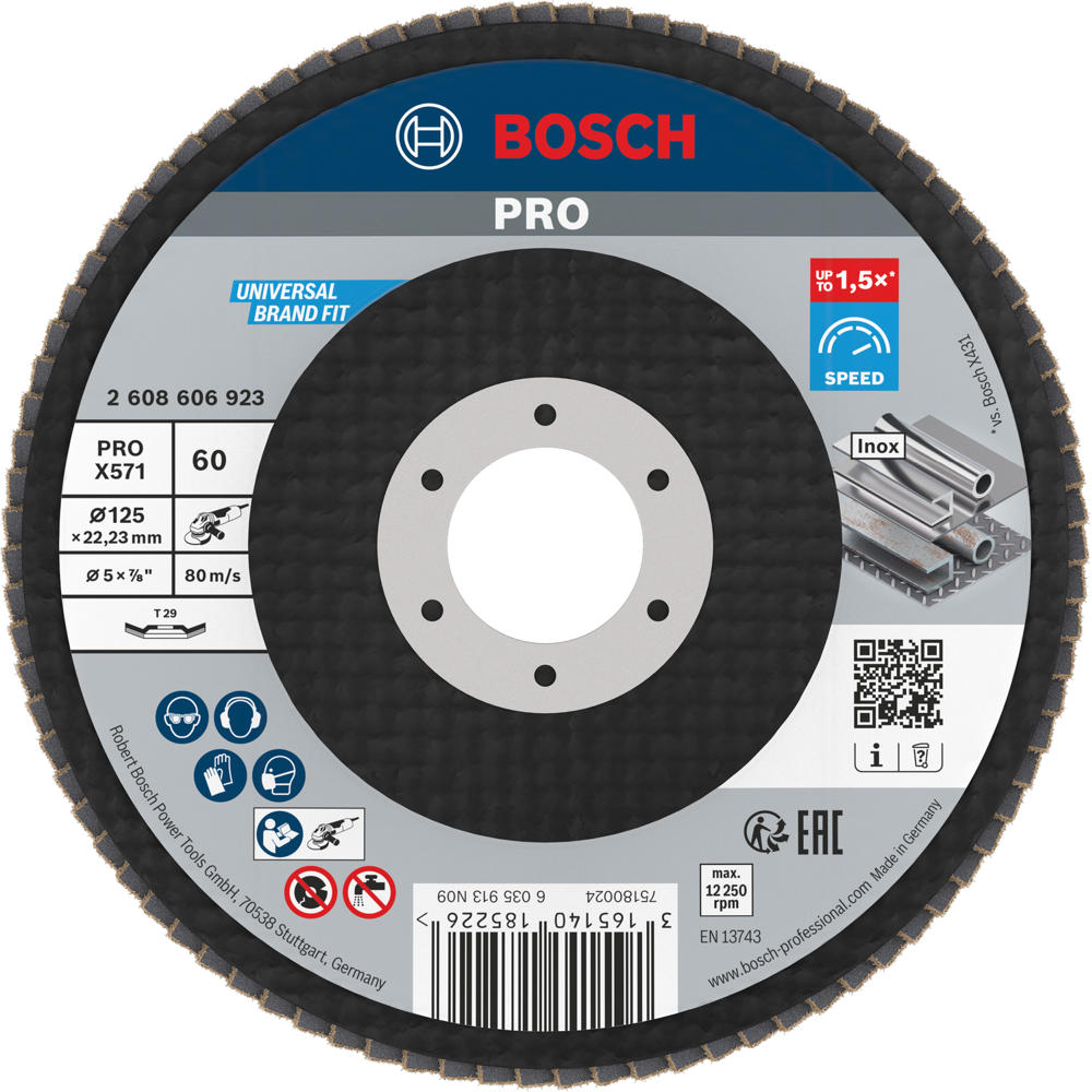 Image of Bosch PRO Zirconium Abrasive Flap Disc 125mm 60g