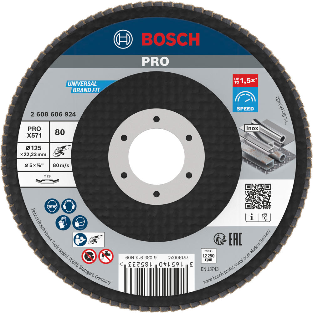 Image of Bosch PRO Zirconium Abrasive Flap Disc 125mm 80g