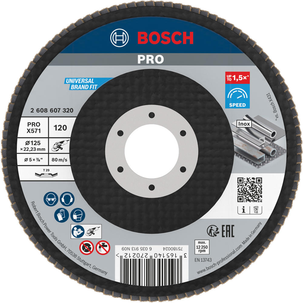 Image of Bosch PRO Zirconium Abrasive Flap Disc 125mm 120g