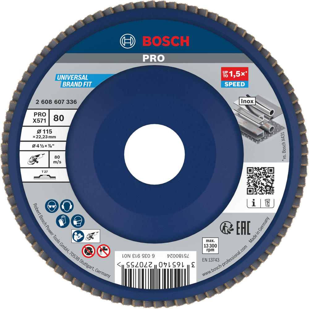 Bosch PRO X571 Best for Metal Straight Flap Disc