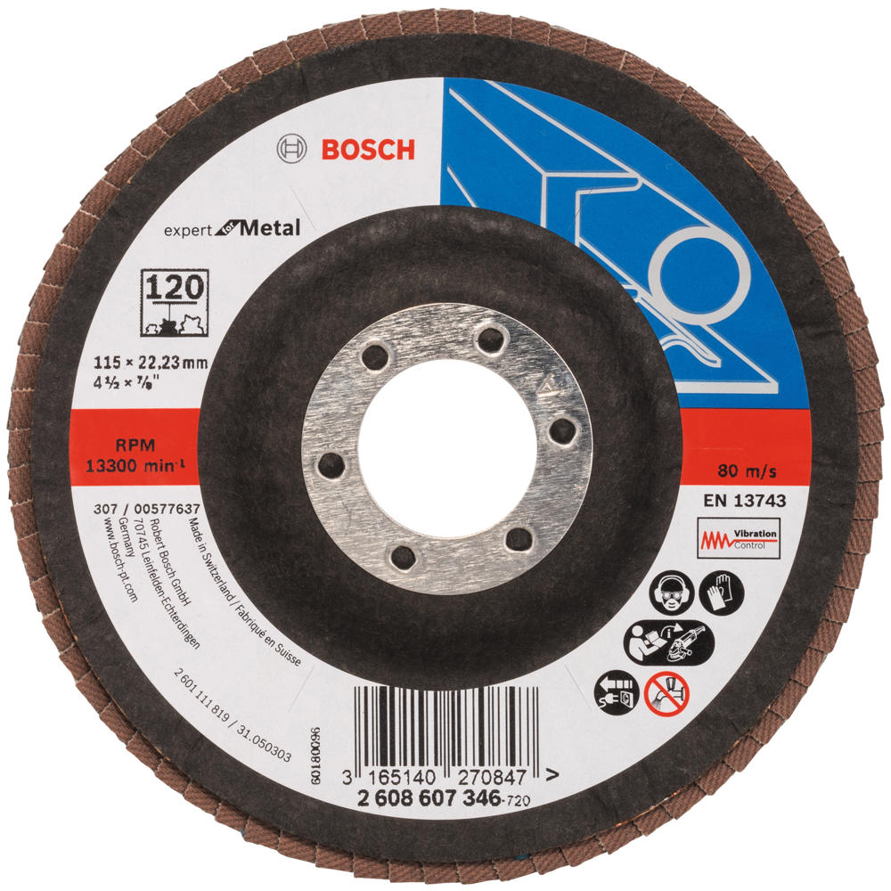 Image of Bosch EXPERT X551 for Metal Angled Flap Disc 115mm 120g Pack of 1