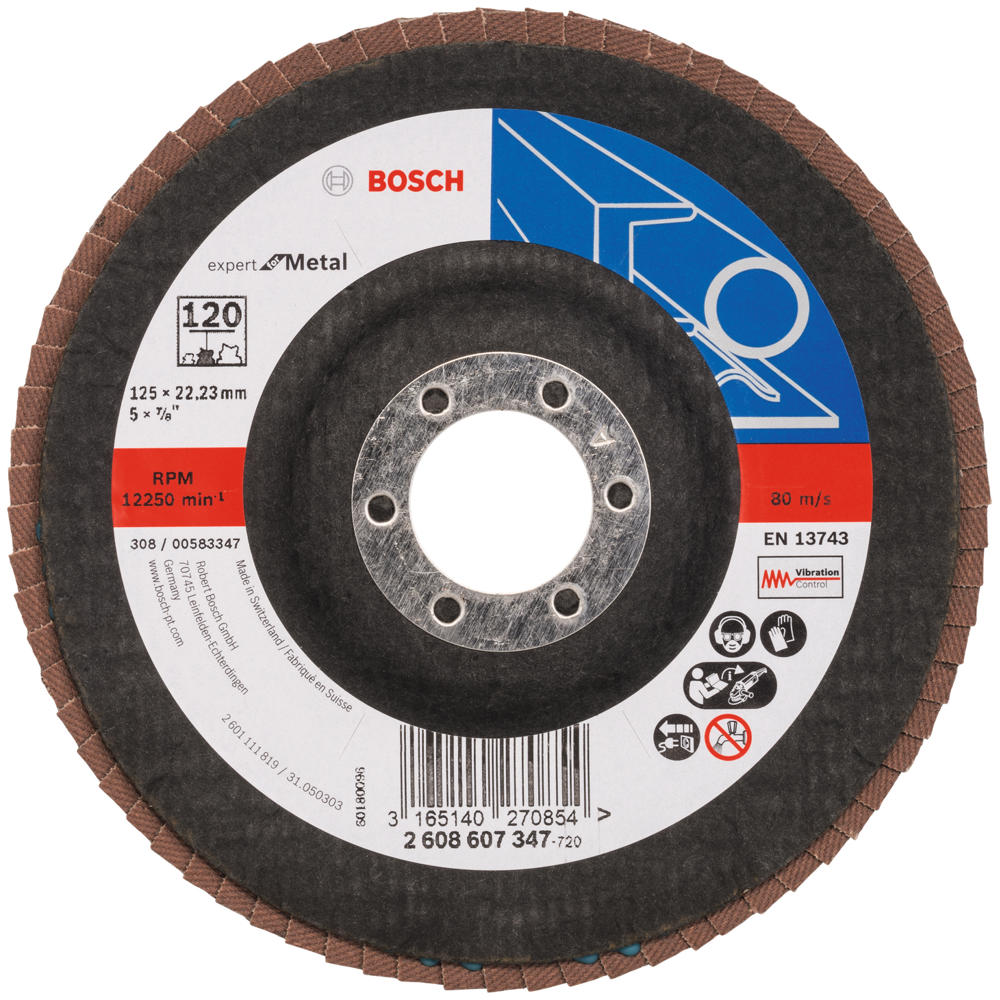 Image of Bosch EXPERT X551 for Metal Angled Flap Disc 125mm 120g Pack of 1