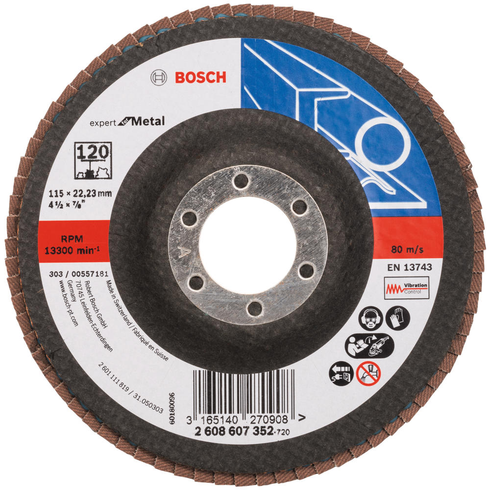 Image of Bosch EXPERT X551 for Metal Flap Disc 115mm 120g Pack of 1