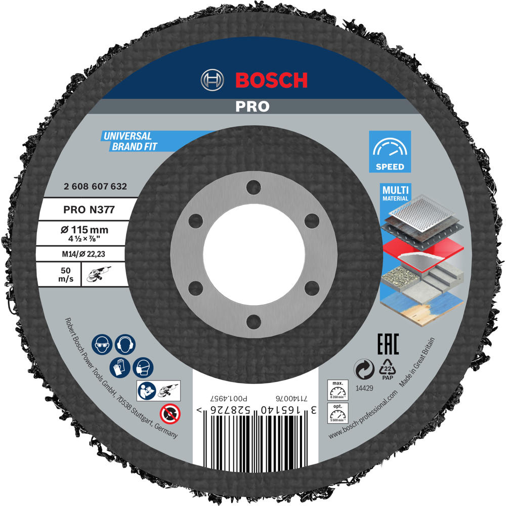 Bosch PRO N377 Surface Cleaning Fleece Strip Disc 125mm Pack of 1