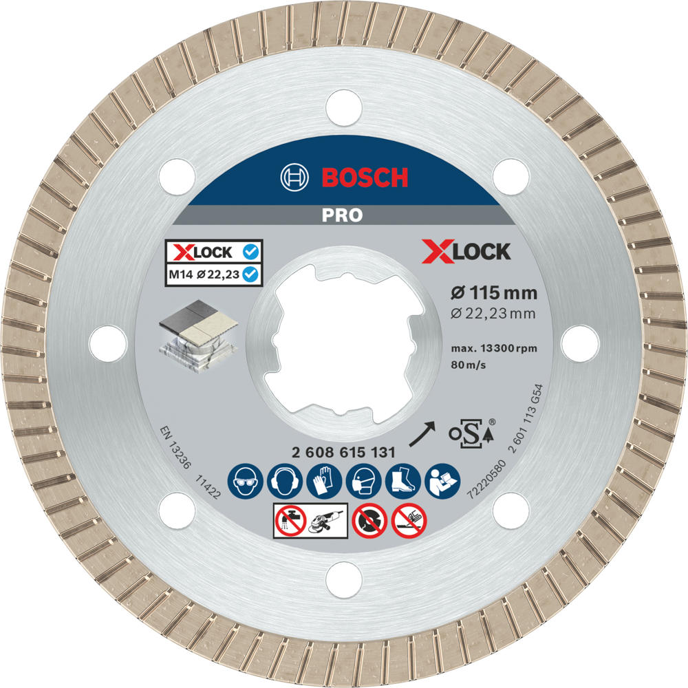 Bosch PRO X Lock Best Extraclean Turbo Diamond Disc for Ceramics 115mm 1.4mm 22mm