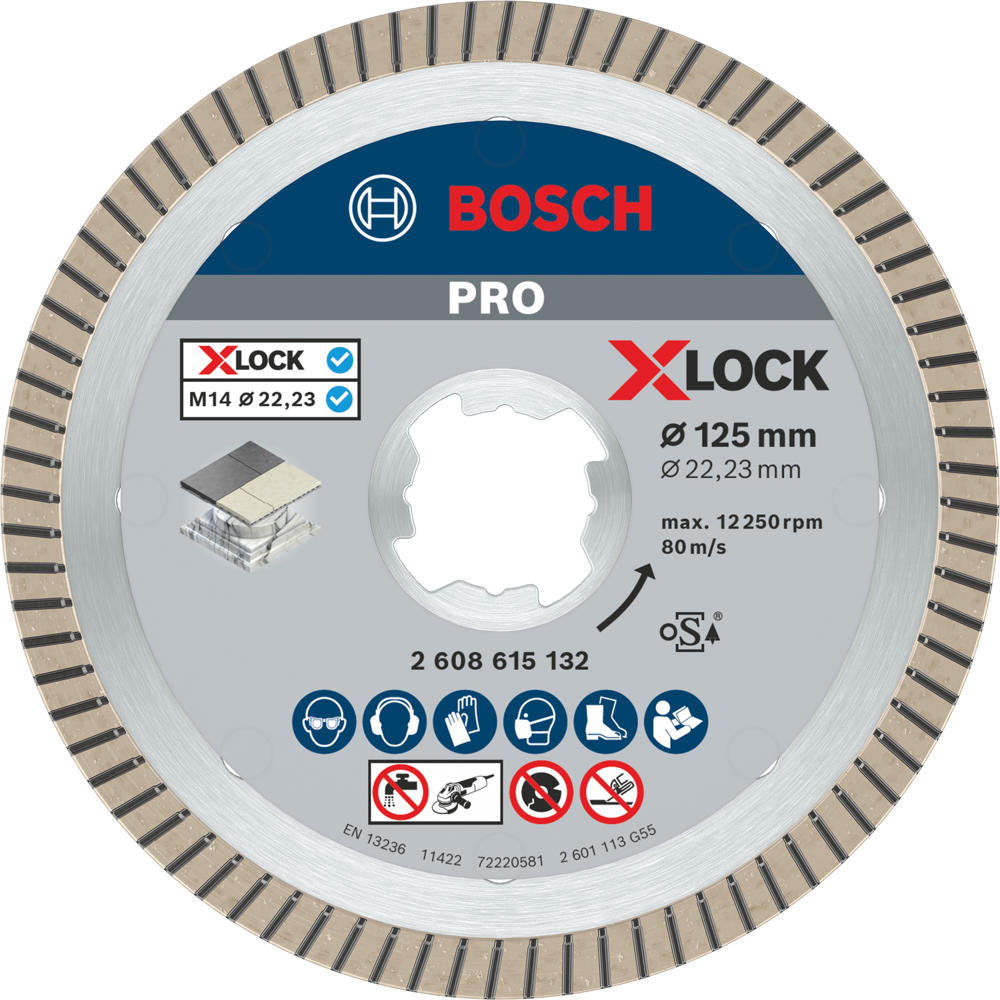 Image of Bosch PRO X Lock Best Extraclean Turbo Diamond Disc for Ceramics 125mm 1.4mm 22mm