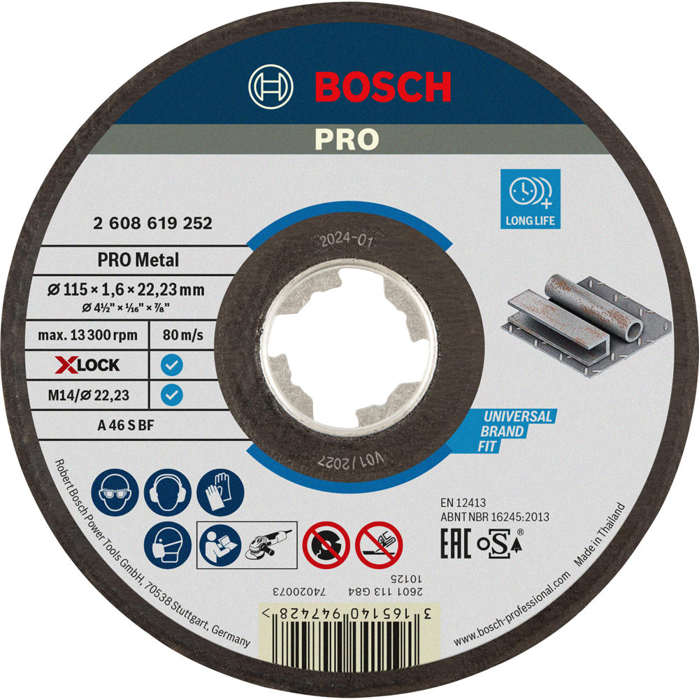 Bosch PRO X Lock Metal Cutting Disc 115mm 2.5mm 22mm