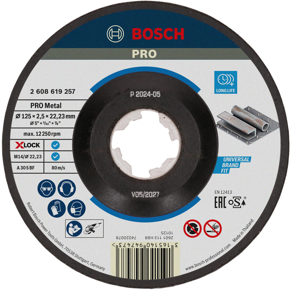 Image of Bosch PRO X Lock Depressed Centre Cutting Disc for Metal 125mm 2.5mm 22mm