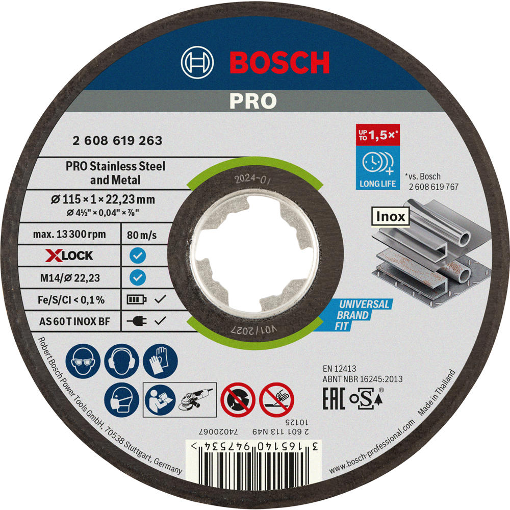 Bosch PRO X Lock Rapido Metal and Inox Cutting Disc 125mm 1mm 22mm