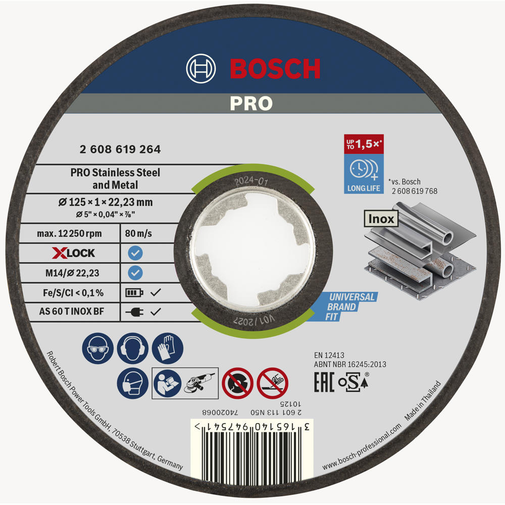 Image of Bosch PRO X Lock Rapido Metal and Inox Cutting Disc 125mm 1mm 22mm