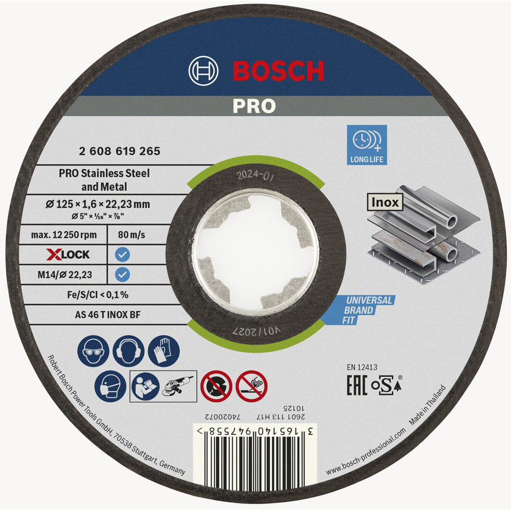 Image of Bosch PRO X Lock Inox Cutting Disc 125mm 1.6mm 22mm