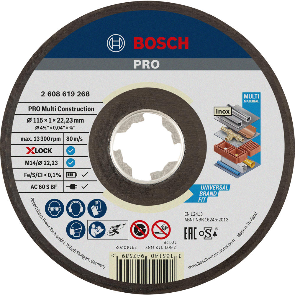 Image of Bosch PRO X Lock MultiConstruction Multi Material Cutting Disc 115mm 1mm 22mm