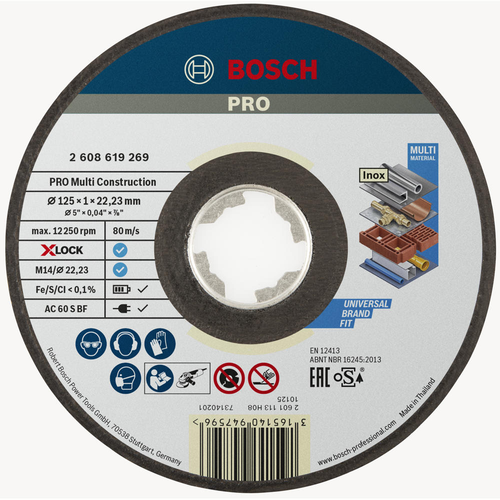 Image of Bosch PRO X Lock MultiConstruction Multi Material Cutting Disc 125mm 1mm 22mm