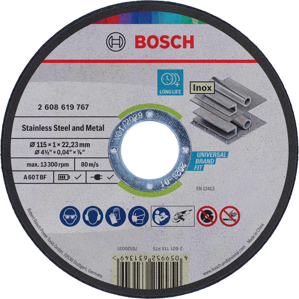 Image of Bosch Standard For Metal Straight Cutting Disc 115mm Pack of 1