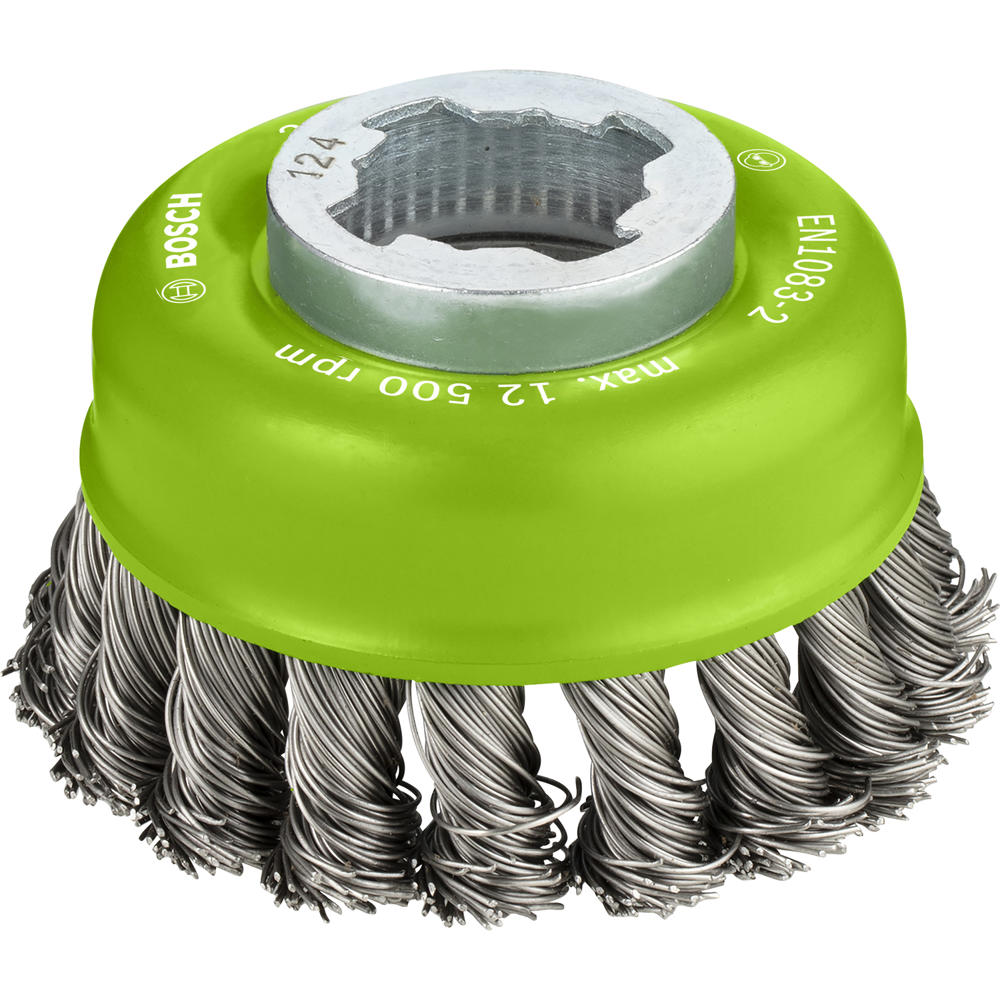 Bosch PRO X Lock Knotted Stainless Steel Wire Cup Brush 75mm X-Lock