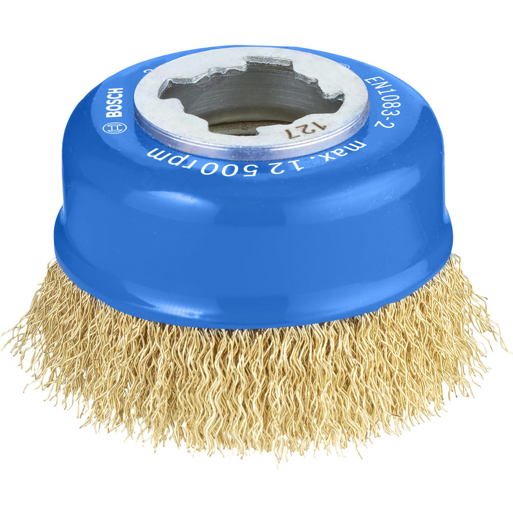 Image of Bosch PRO X Lock Crimped Brass Wire Cup Brush 75mm X-Lock
