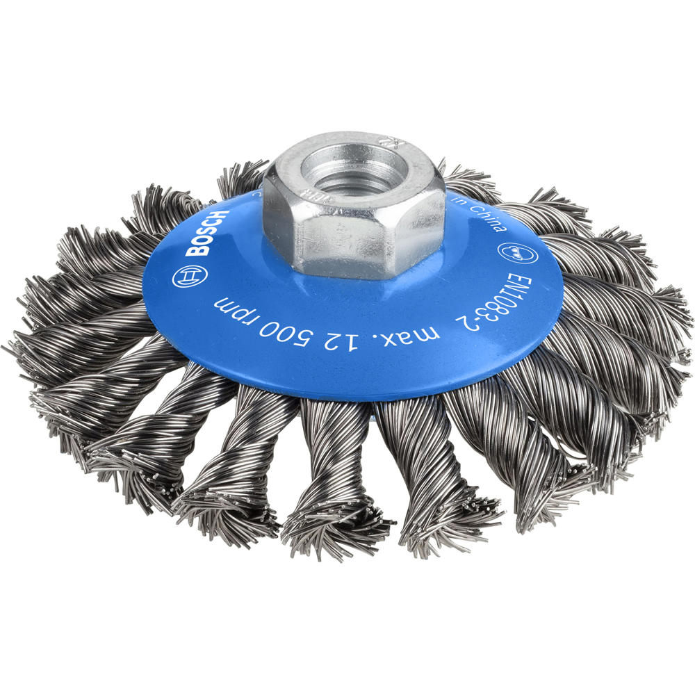 Bosch PRO 0.5mm Knotted Conical Steel Wire Wheel Brush 100mm M14 Thread