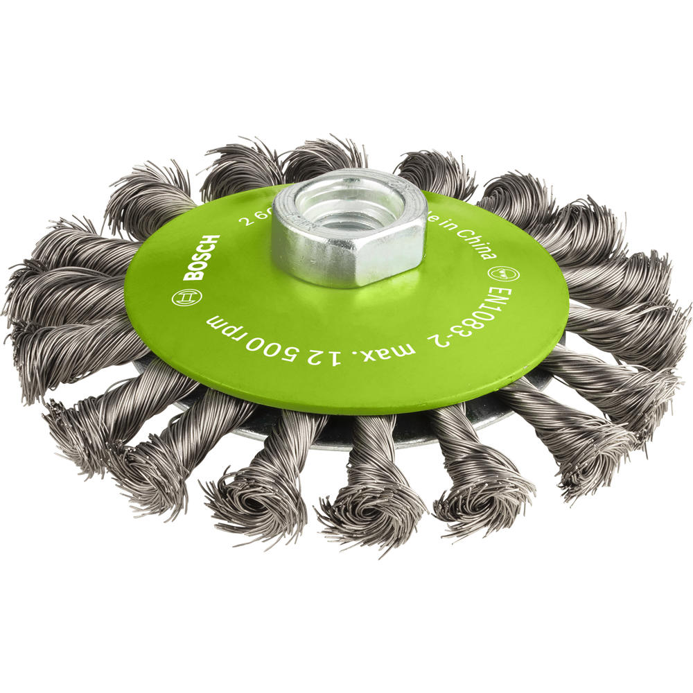 Bosch PRO 0.35mm Inox Knotted Wire Wheel Brush 115mm M14 Thread