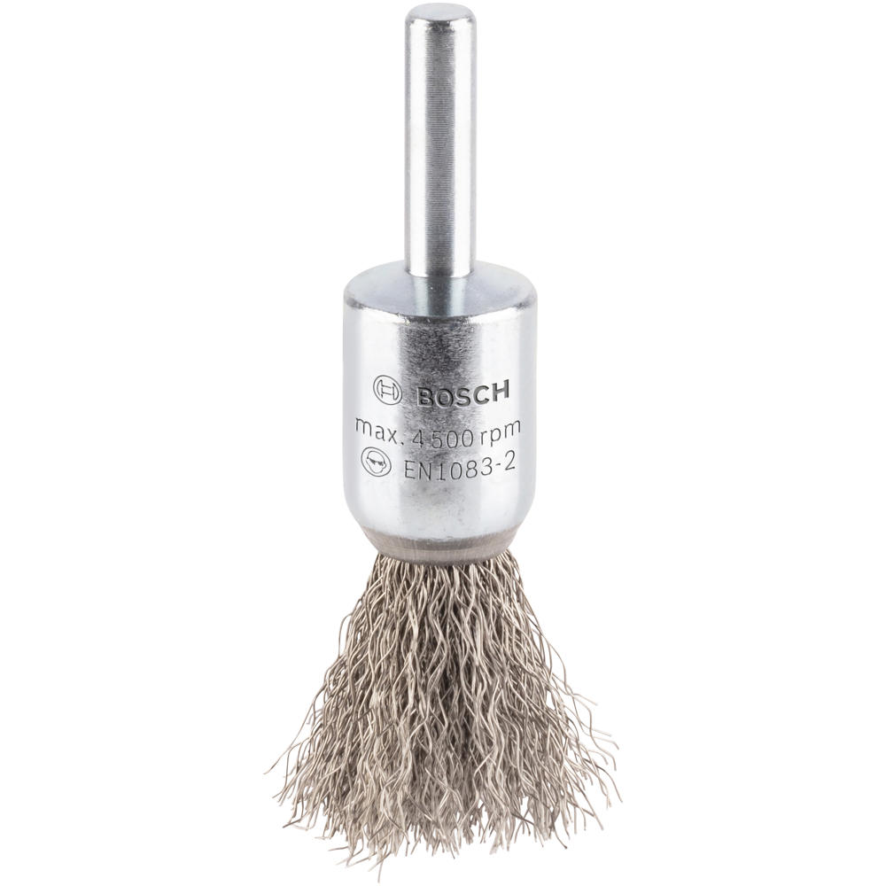 Bosch PRO 0.2mm Crimped Inox Steel Wire Pencil Brush 15mm 6mm Shank
