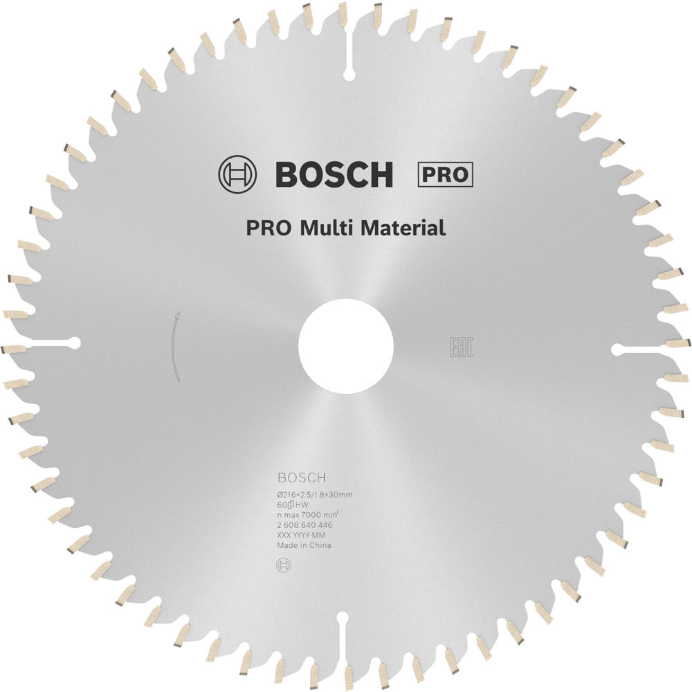 Image of Bosch PRO Multi Material Cutting Mitre and Table Saw Blade 216mm 60T 30mm