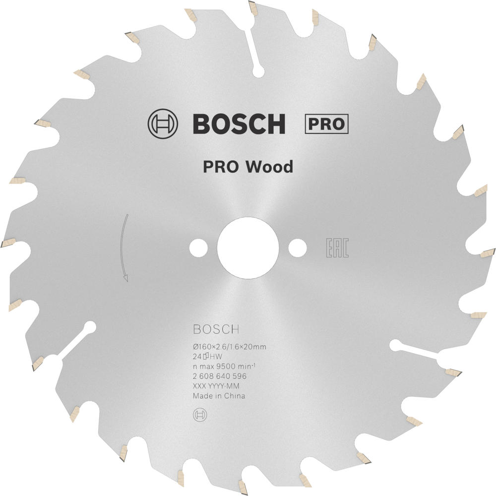 Image of Bosch PRO Optiline Wood Cutting Saw Blade 160mm 24T 20mm