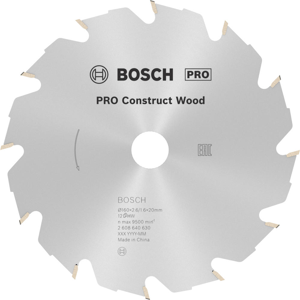Bosch PRO Construct Wood Cutting Saw Blade 184mm 12T 16mm